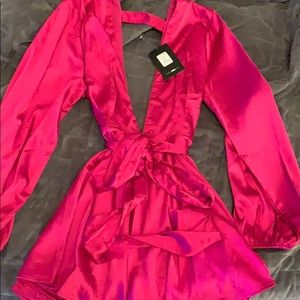 Sophia satin romper fashion nova